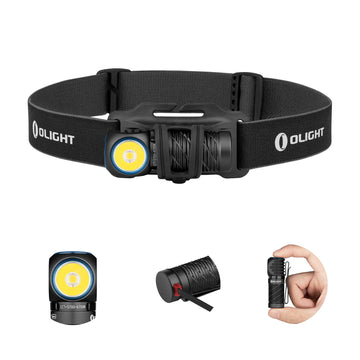 OLIGHT Perun 2 Mini headlamp front view showcasing compact design for hands-free lighting