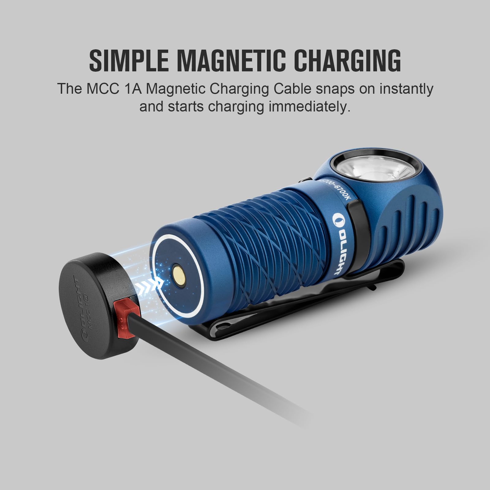 OLIGHT Perun 2 Mini magnet attachment enables hands-free lighting.
