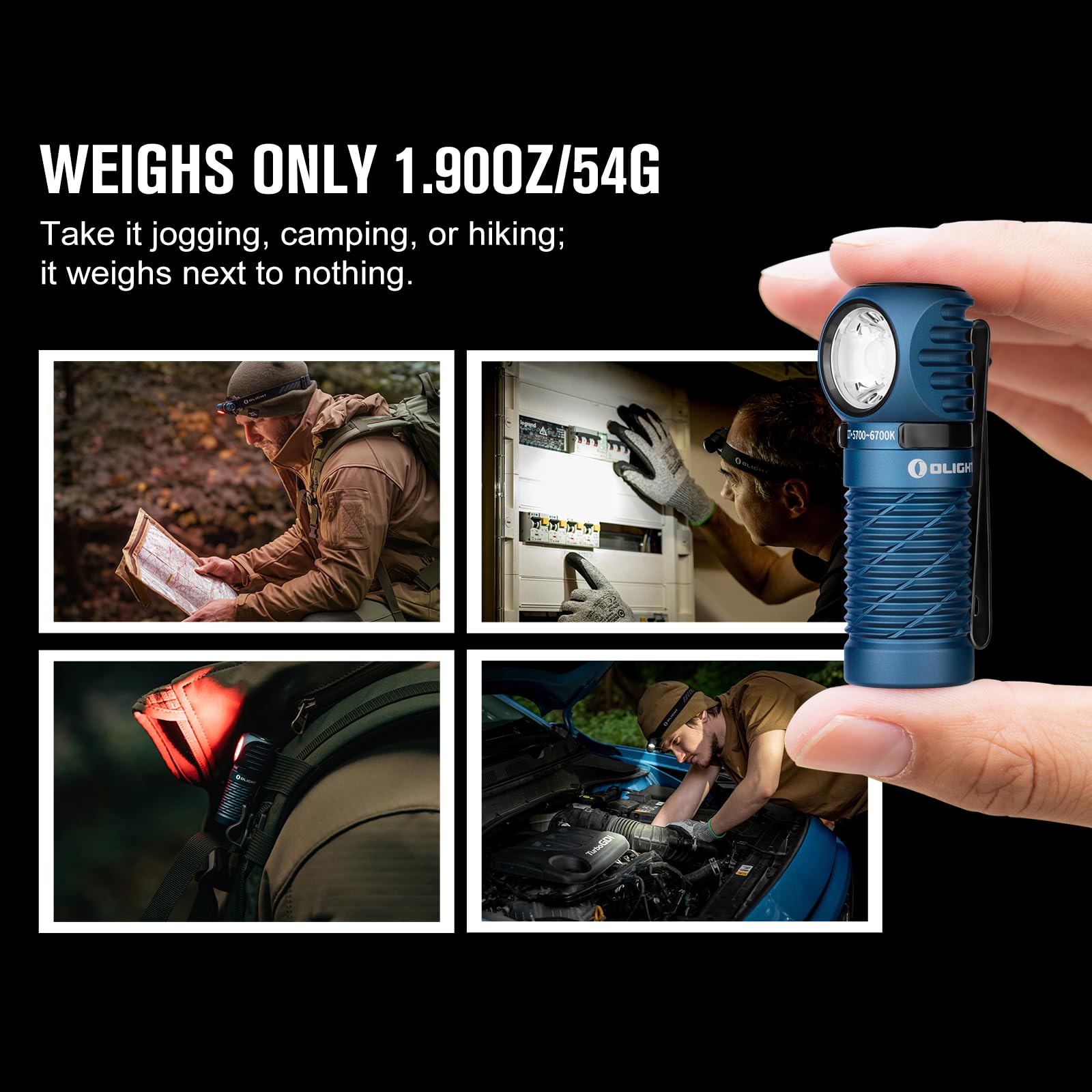 OLIGHT Perun 2 Mini red light mode preserves night vision during tasks.