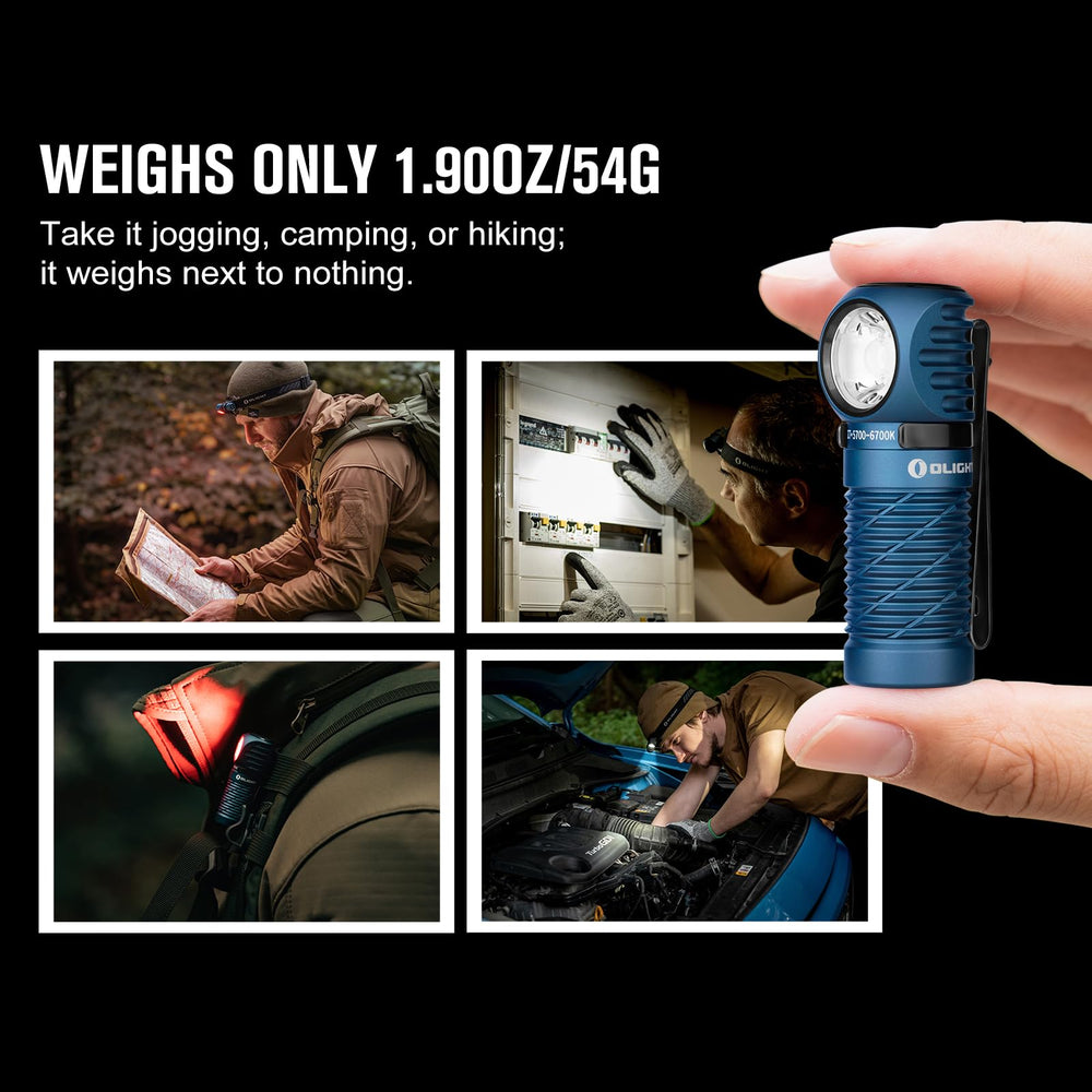 OLIGHT Perun 2 Mini red light mode preserves night vision during tasks.
