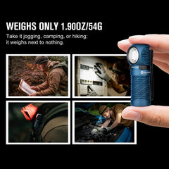 OLIGHT Perun 2 Mini red light mode preserves night vision during tasks.