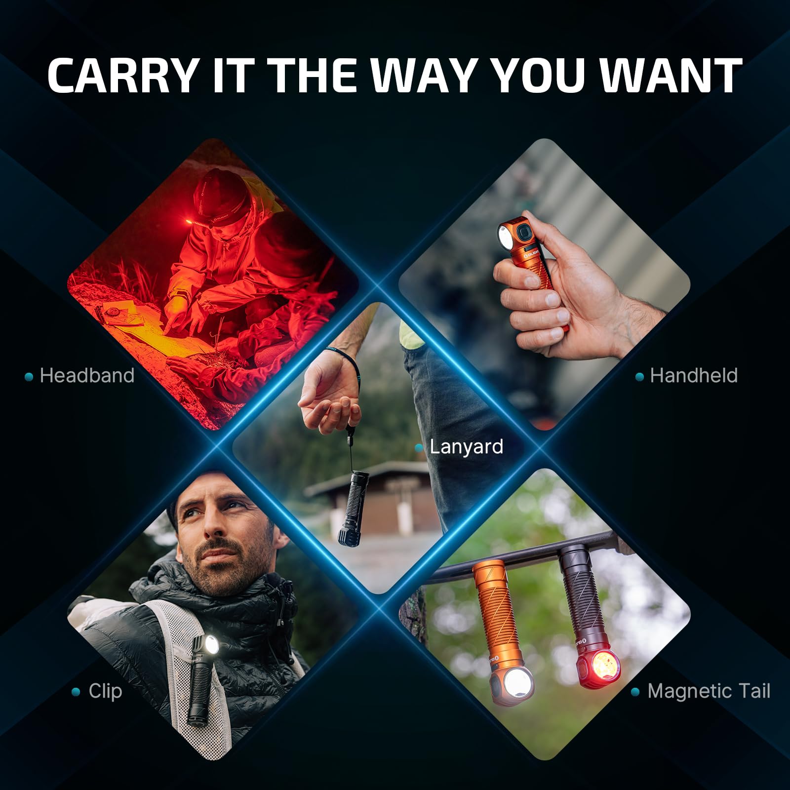 OLIGHT Perun 3 in-use on a night hike demonstrates versatile outdoor use.