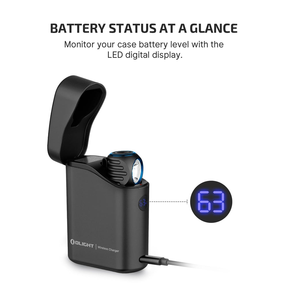 OLIGHT Perun 3 Mini case display button provides seamless brightness control.