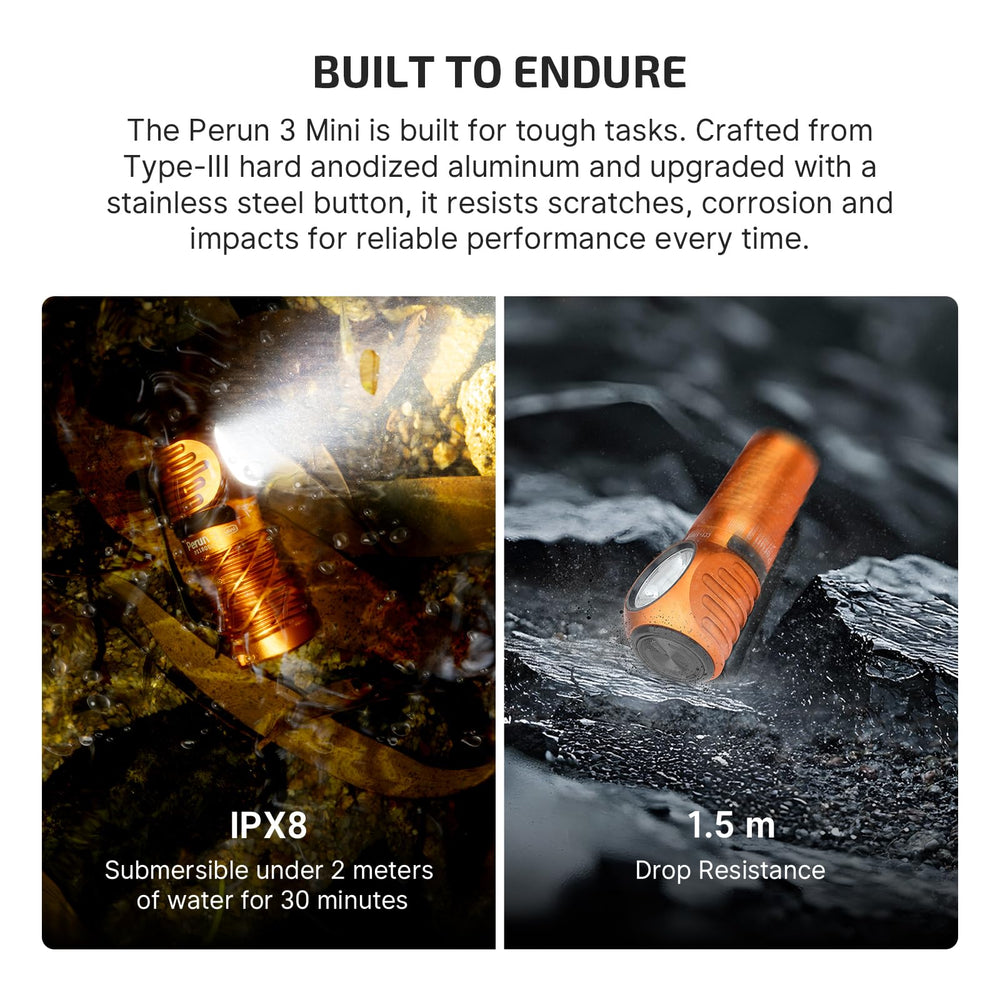 OLIGHT Perun 3 Mini compact design fits easily in a pack