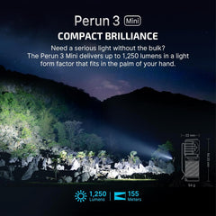 OLIGHT Perun 3 Mini headlamp red-light mode preserves night vision for discreet use