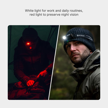OLIGHT Perun 3 Mini red-light modes preserve night vision for camping.