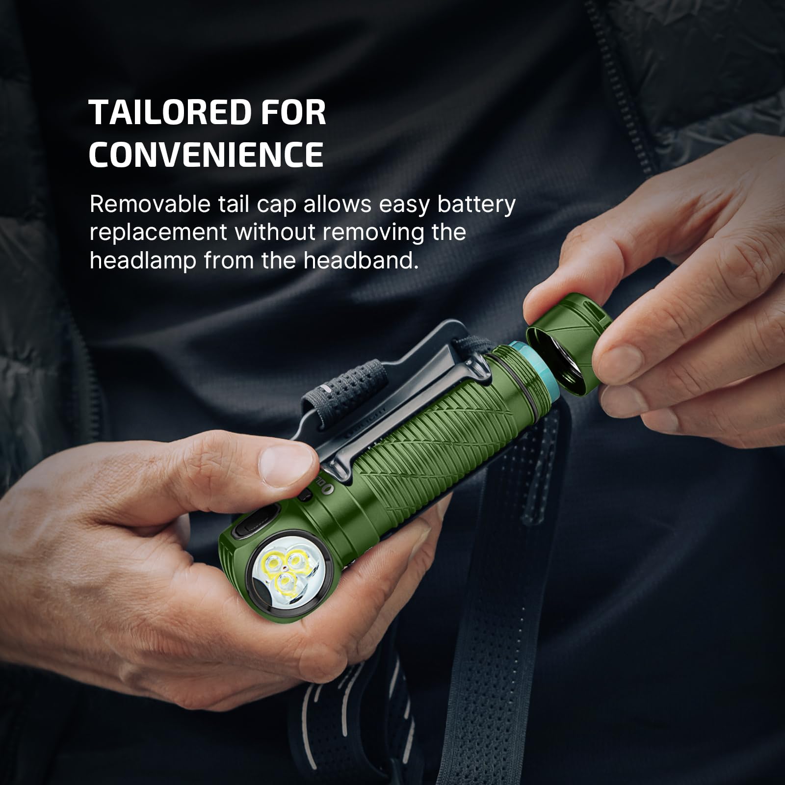 OLIGHT Perun 3 rechargeable battery powering long sessions outdoors