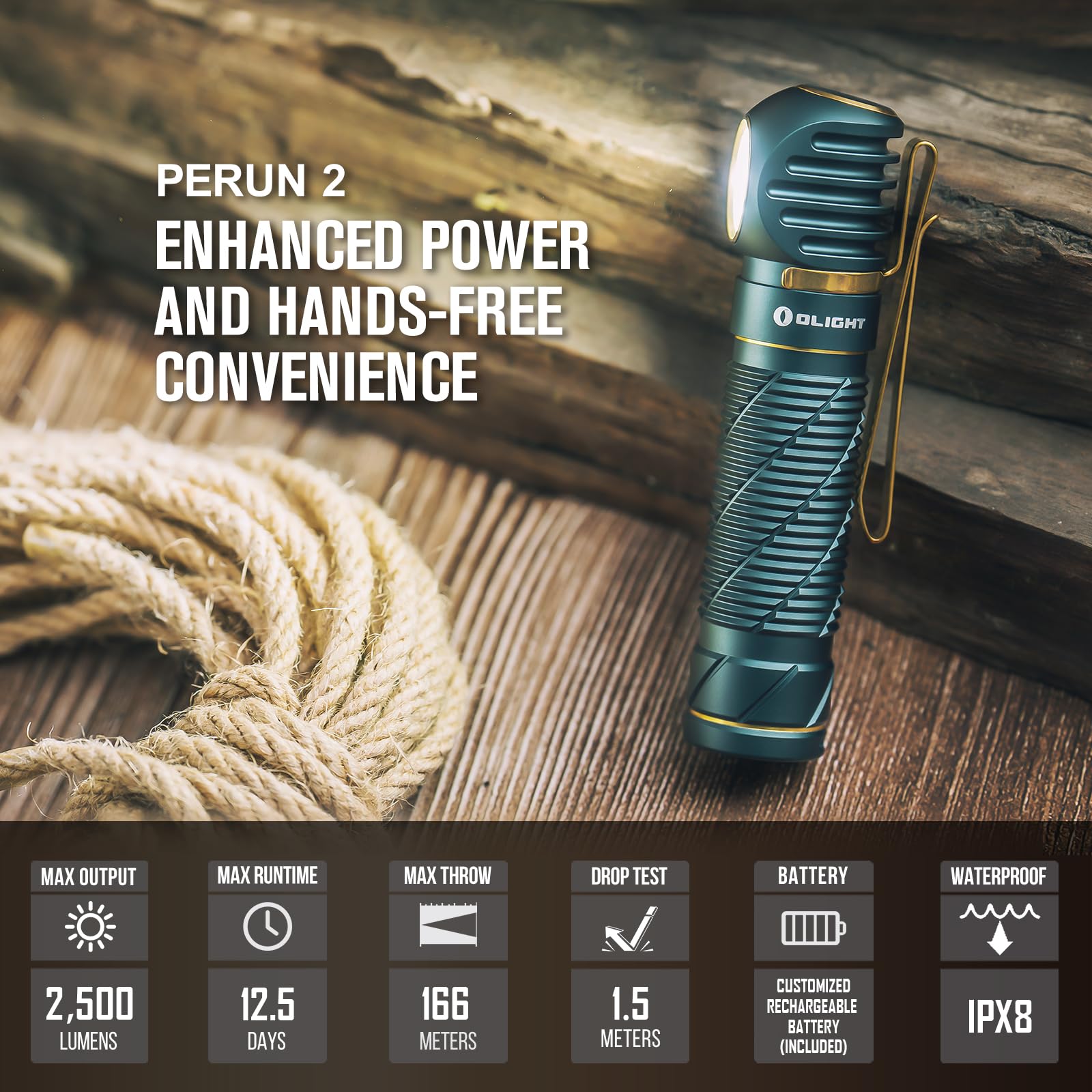 OLIGHT Perun 2 beam-angle view for precise lighting on trails.