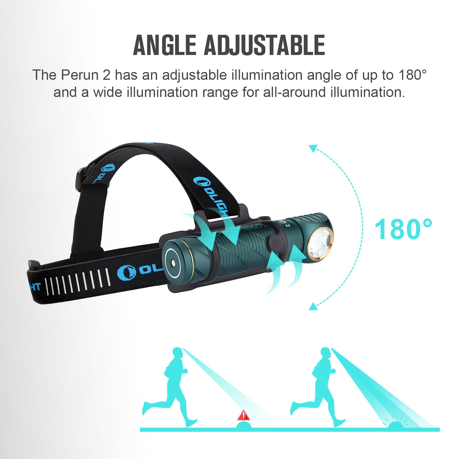 OLIGHT Perun 2 waterproof headlamp for wet weather adventures and rain-forest trails.