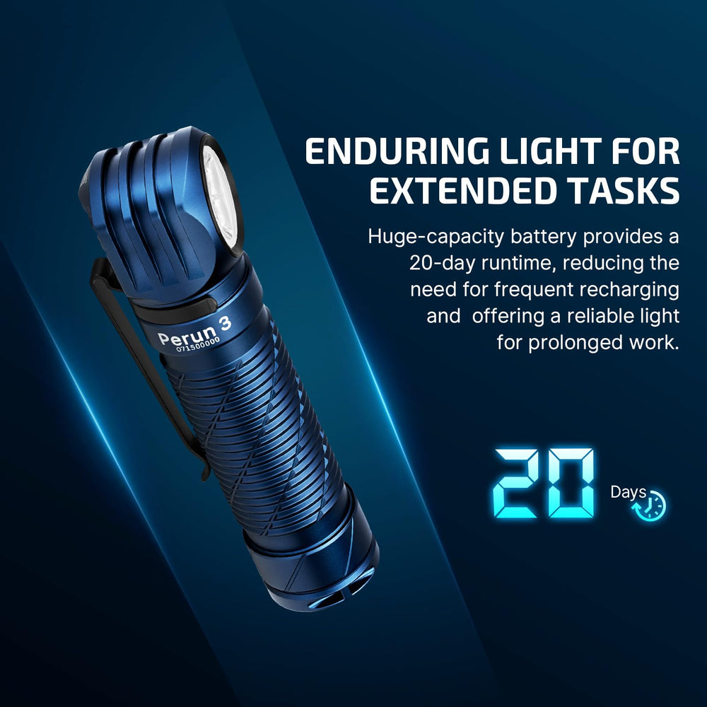 OLIGHT Perun 3 detachable right-angle flashlight for versatility.