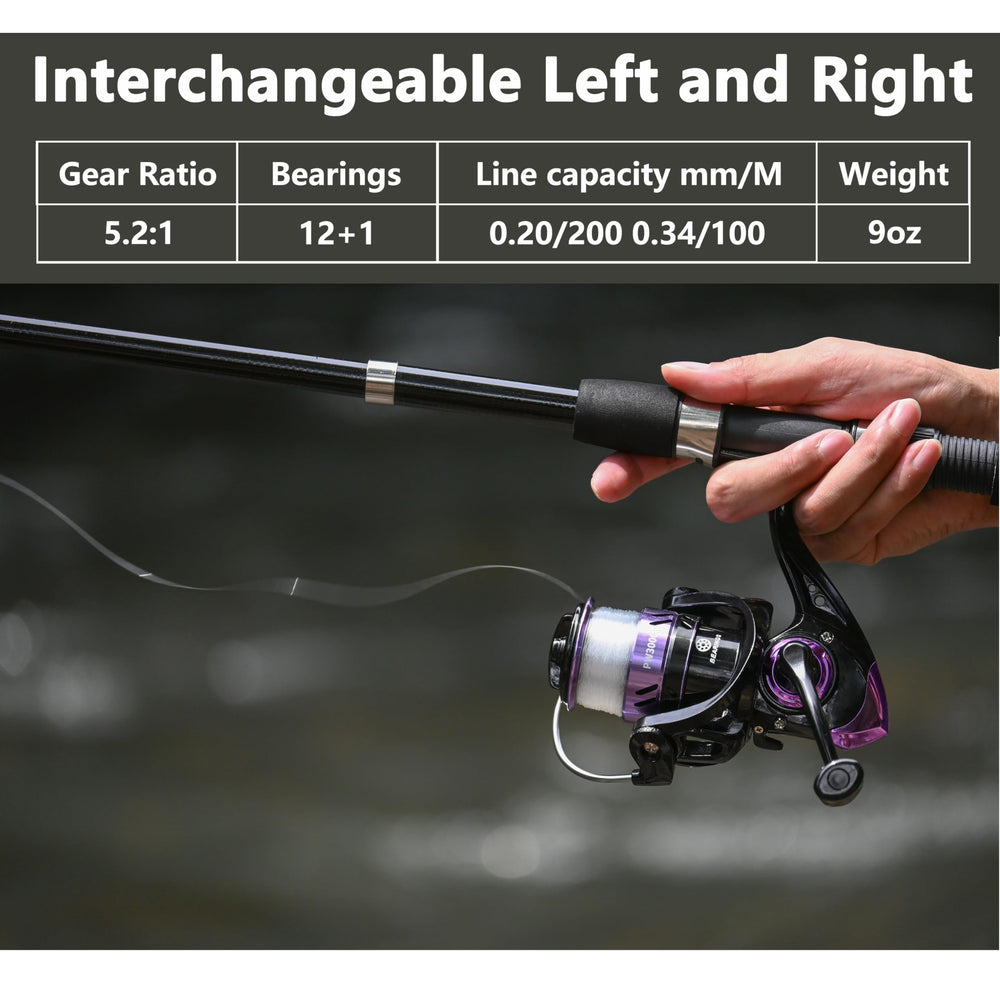 Two collapsible fishing rods and two spinning reels included in the kit