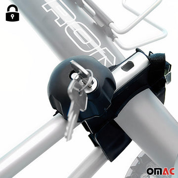 OMAC diagonal quick-release straps secure wheels for transit.