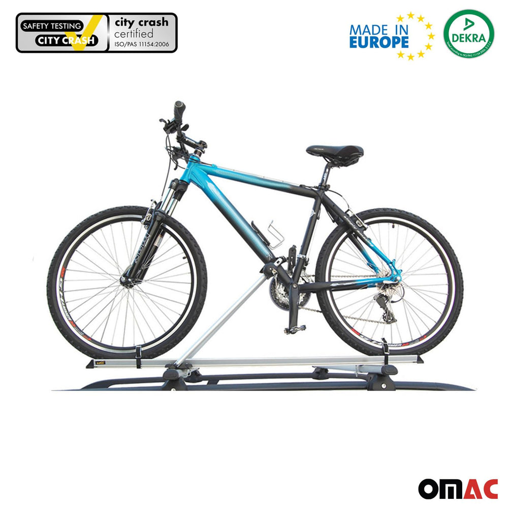 OMAC bike carrier frame clamp system securing bikes with a gentle grip.