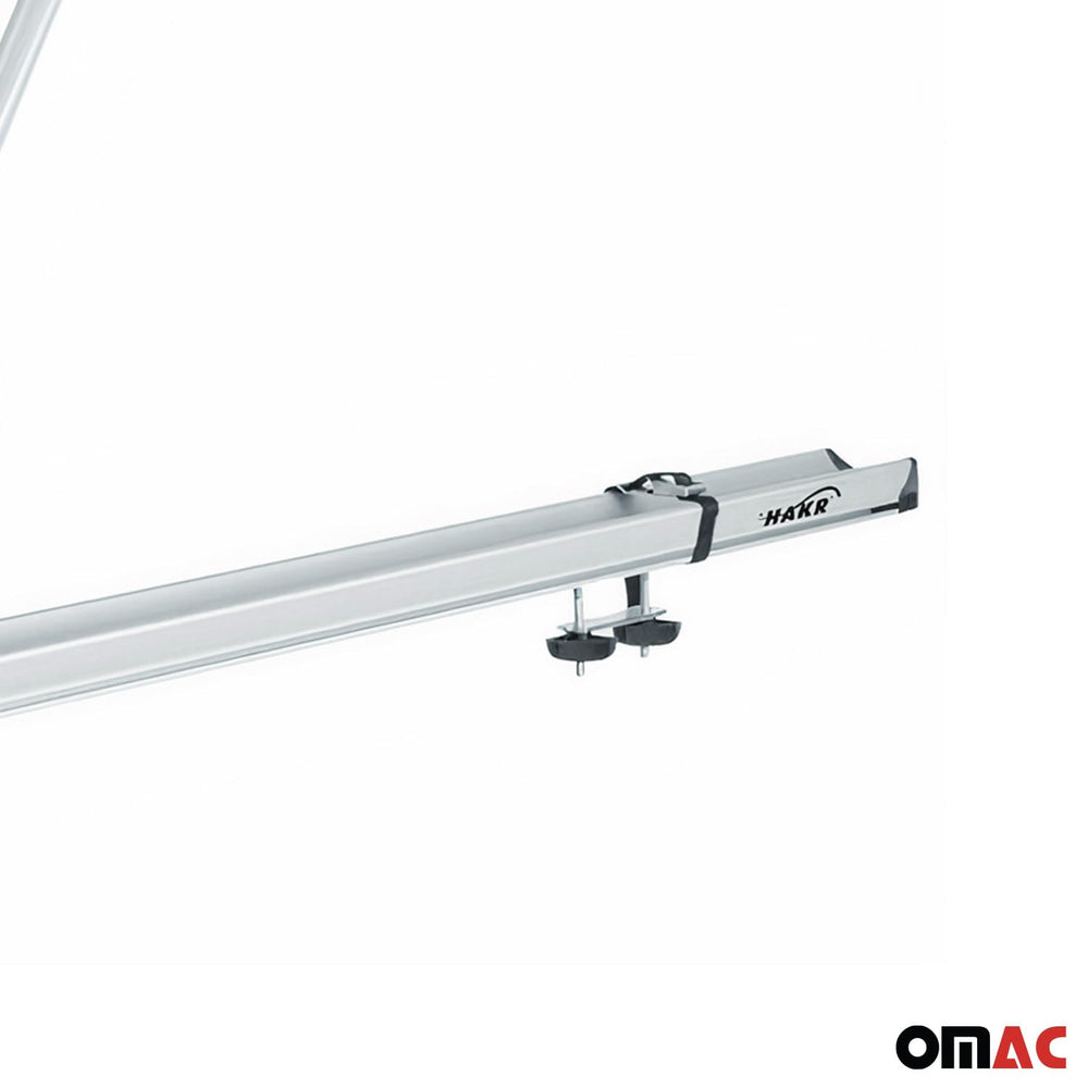 OMAC bike carrier in action, clearly showing components and secure attachment.
