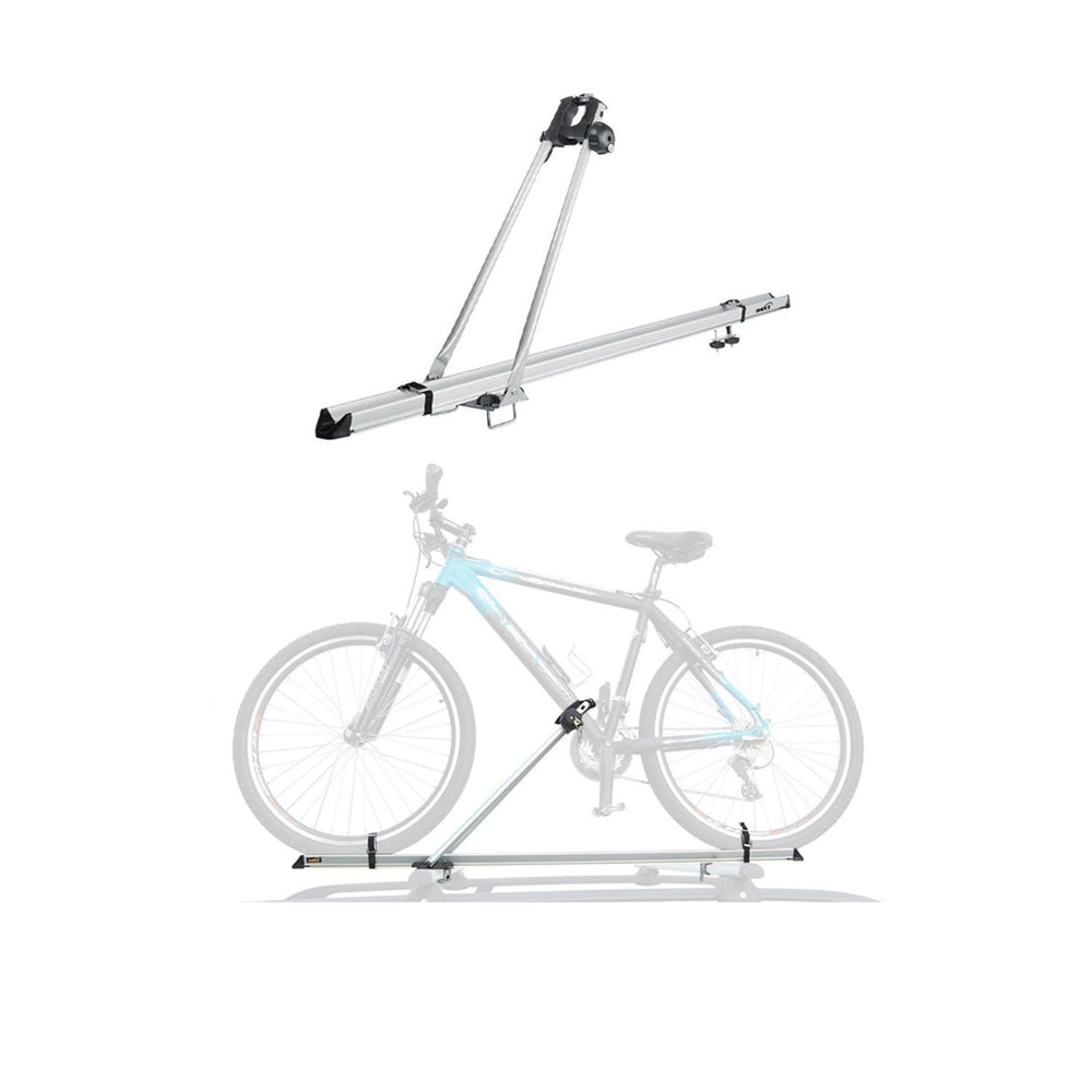 OMAC car roof bike carrier mounted on a vehicle for easy transport.