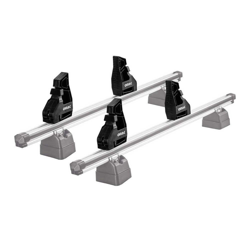 OMAC Load Stopper on a roof rack cross bar keeps cargo secure during travel.