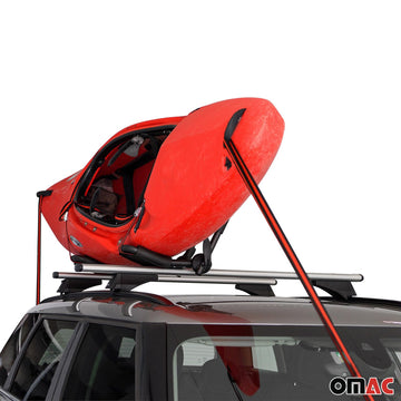 OMAC roof rack supports up to 50 kg for sturdy canoe or kayak transport.