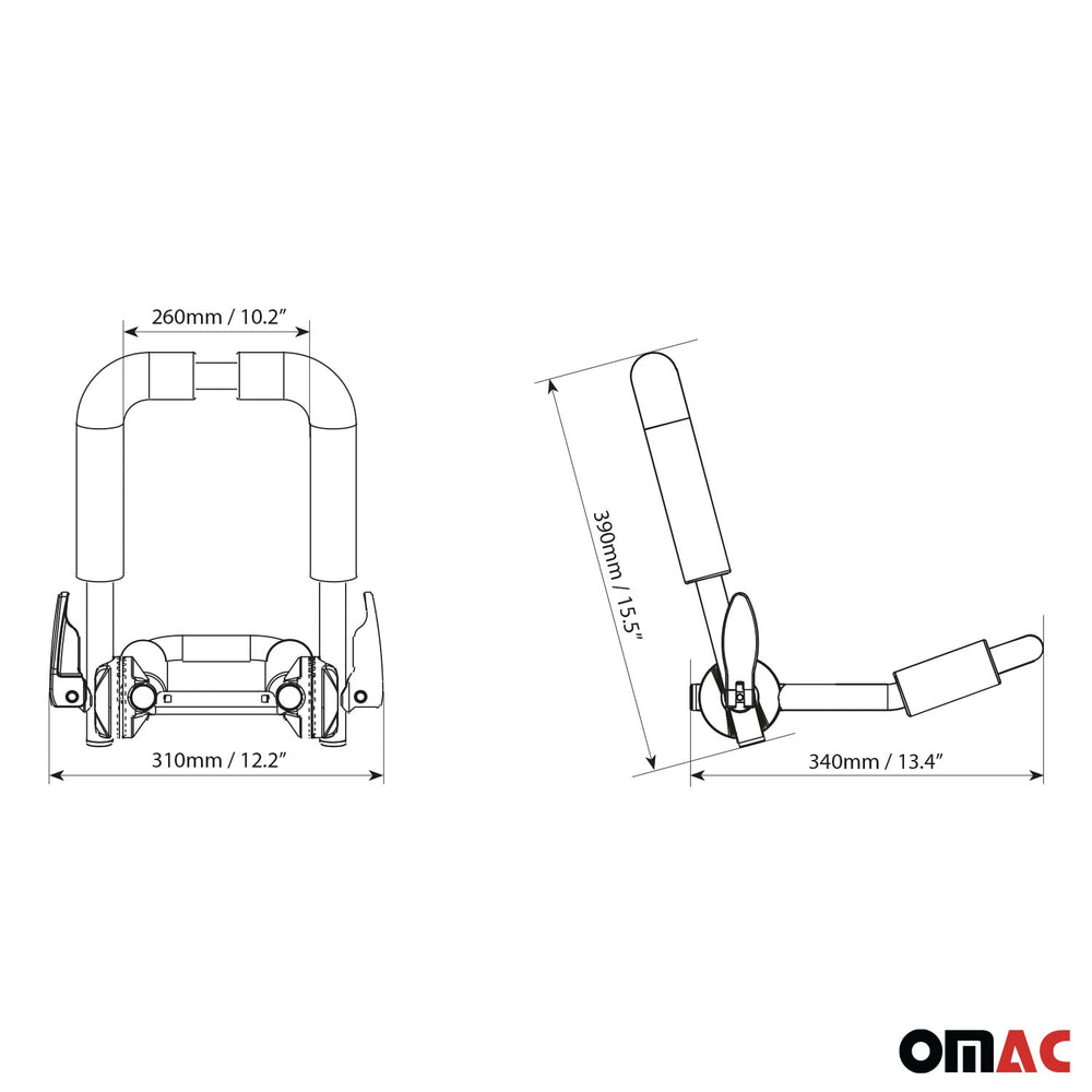 OMAC roof rack ready to transport canoe, kayak, or small boat.