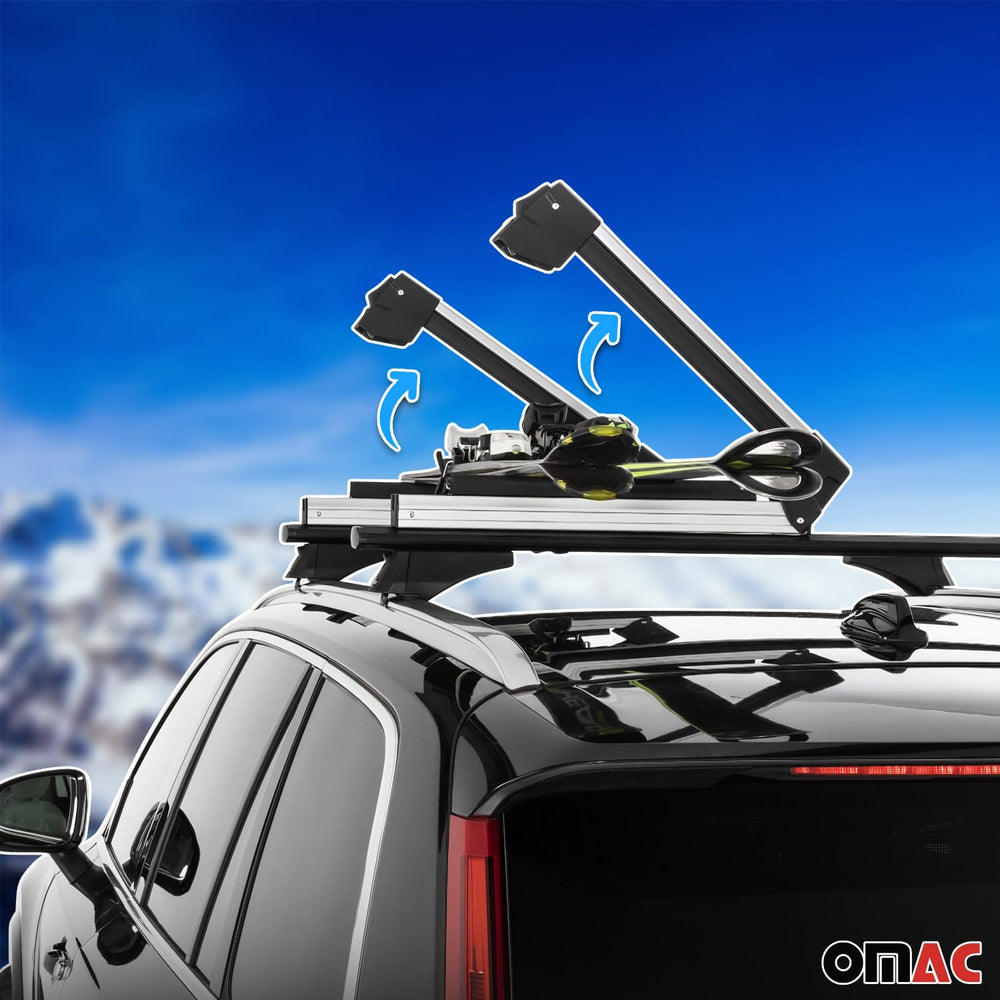 OMAC ski rack universal mounting enables easy fit on many vehicles for versatile use.