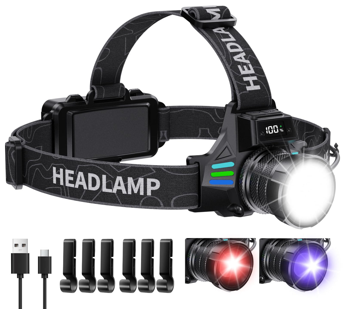 OMALIGHT headlamp 1080-lumen beam for outdoor adventures and night visibility.