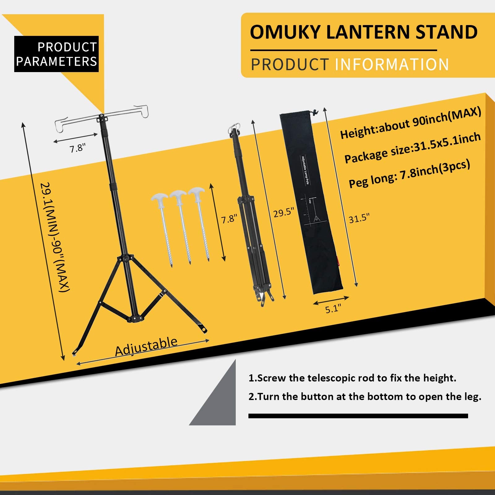 OMUKY lantern stand base pins setup highlights complete stability on diverse terrains