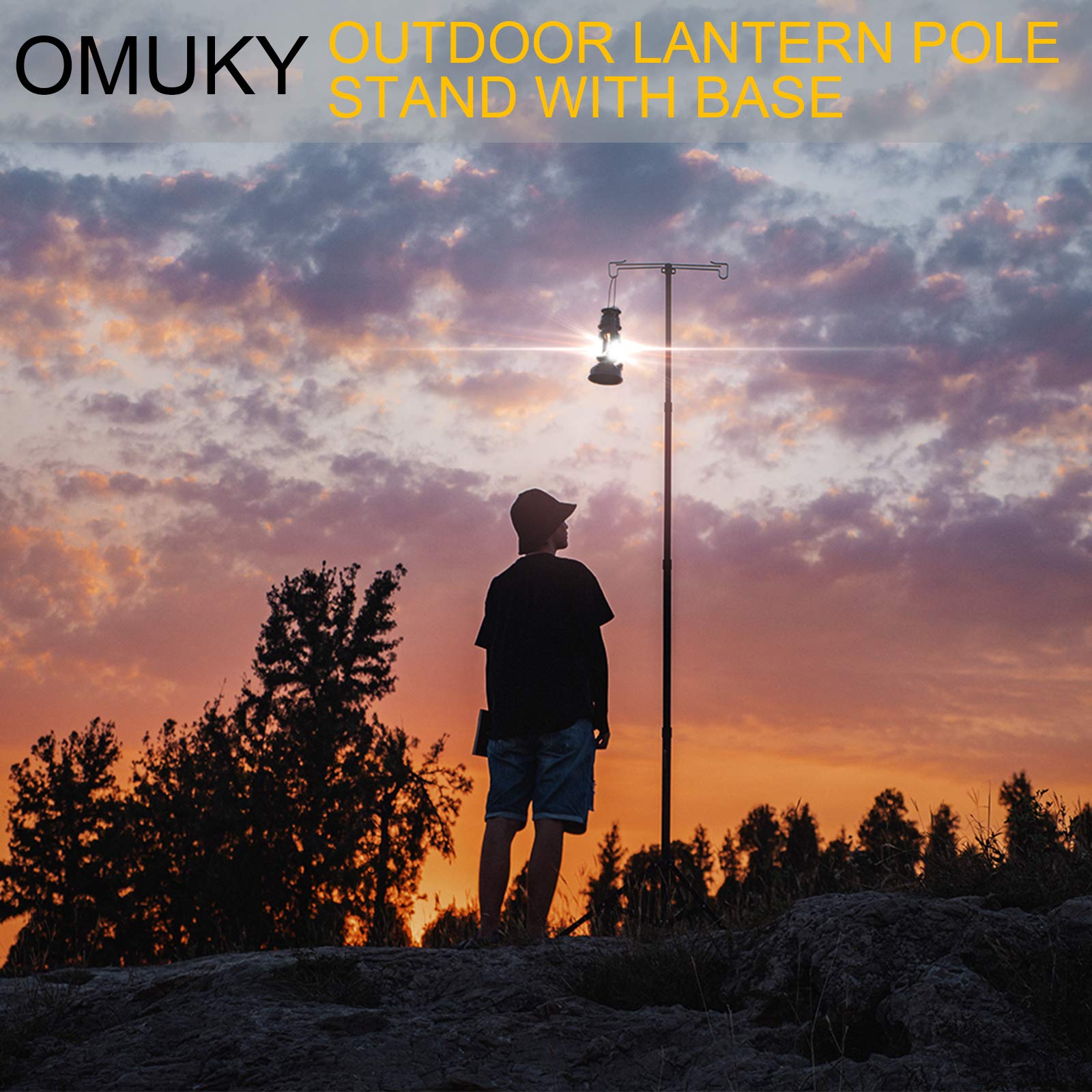 OMUKY lantern stand height adjustable demonstrates versatile positioning for different camping setups