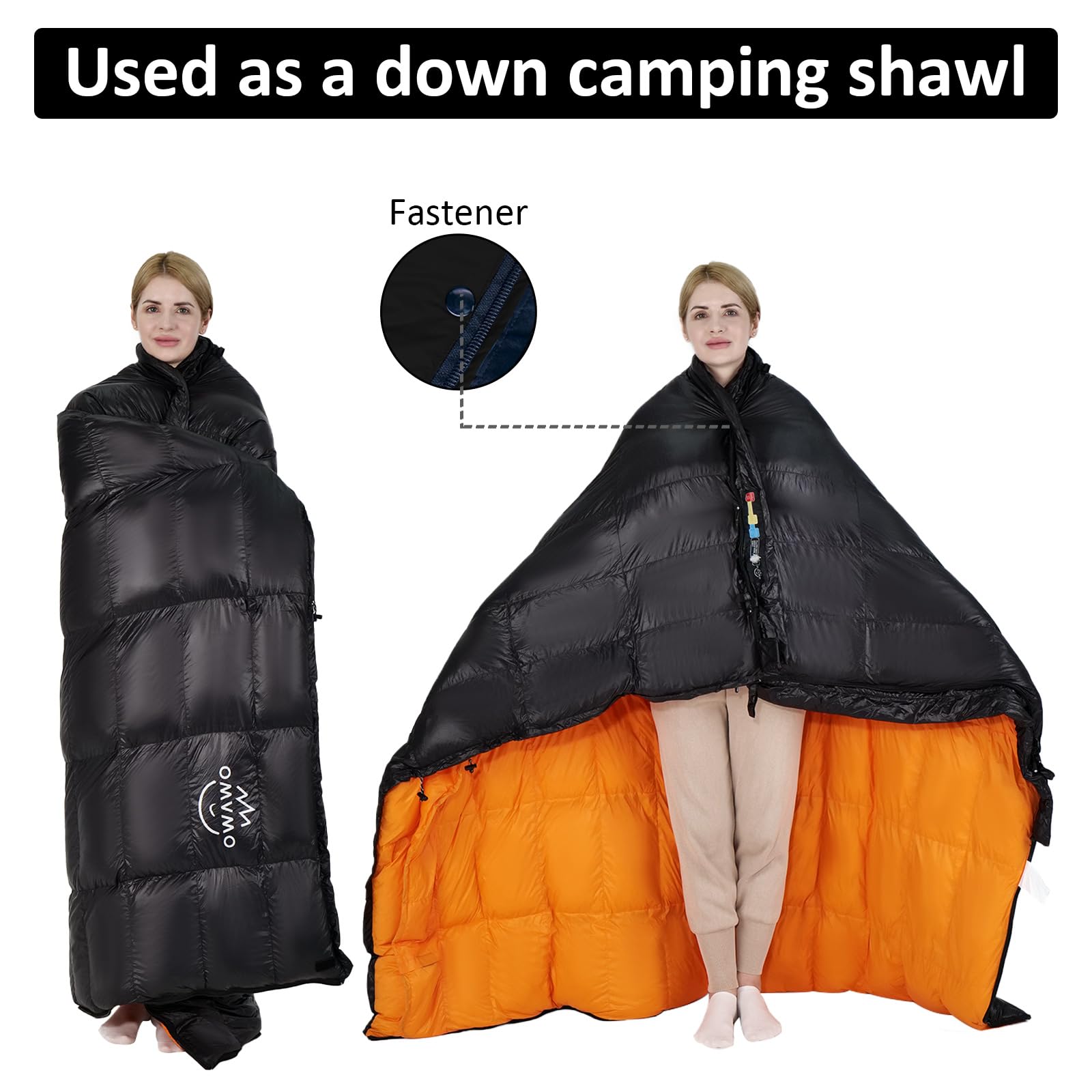 OMVMO 10deg down bag shell with DWR coating for weather resistance.
