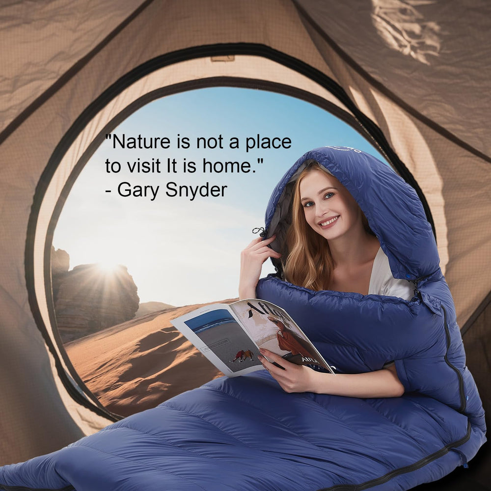 OMVMO 20 Degrees Down Sleeping Bag interior pocket for keys or wallet