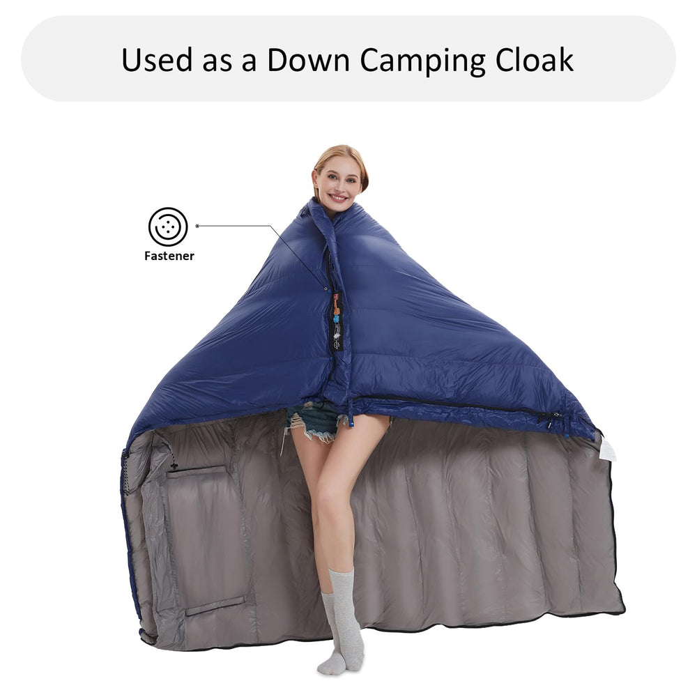 OMVMO 20 Degrees Down Sleeping Bag left right zipper splice for double bag setup