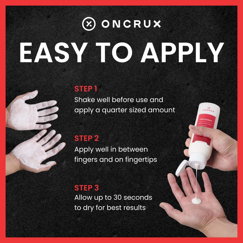 ONCRUX Liquid Chalk adheres without dust for long-lasting grip