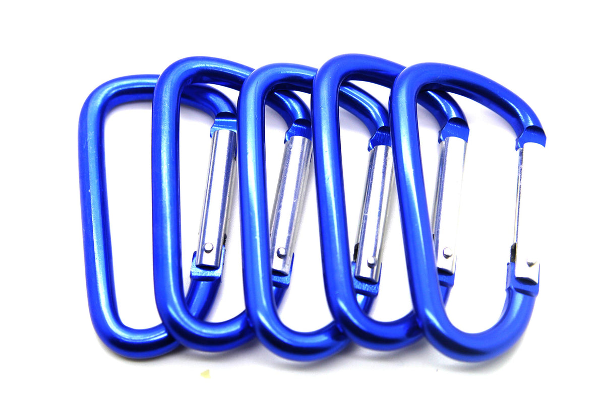 ONDEPOT 3-inch blue aluminum carabiner in a pack for quick key access