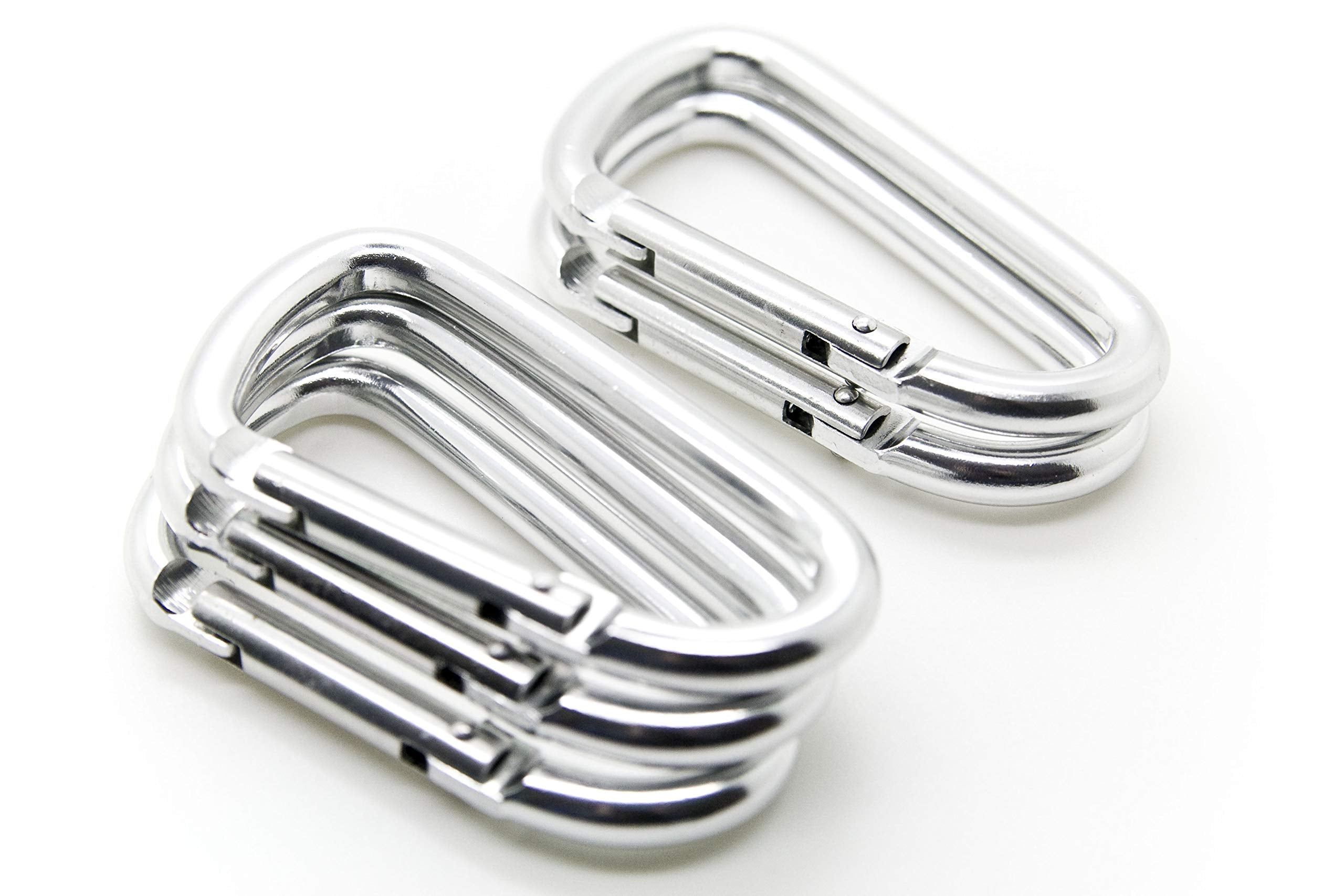 ONDEPOT silver D-shaped carabiner clips securely to backpacks.