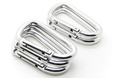 ONDEPOT silver D-shaped carabiner clips securely to backpacks.