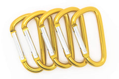 ONDEPOT D-shape carabiner with spring-loaded gate for one-handed operation.
