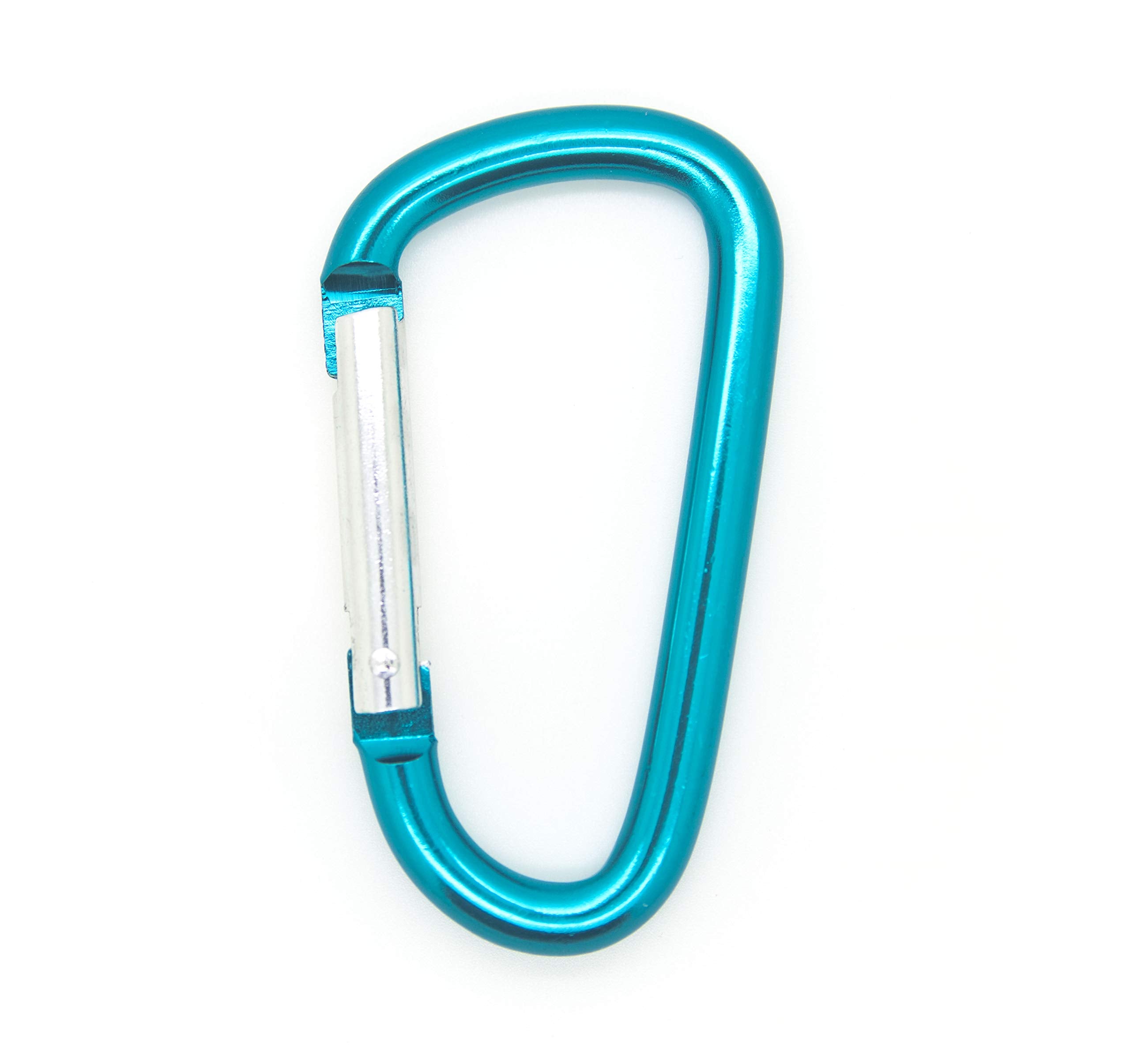 ONDEPOT spring-loaded teal carabiner for one-handed use.