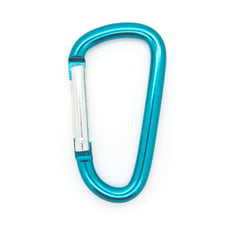ONDEPOT spring-loaded teal carabiner for one-handed use.