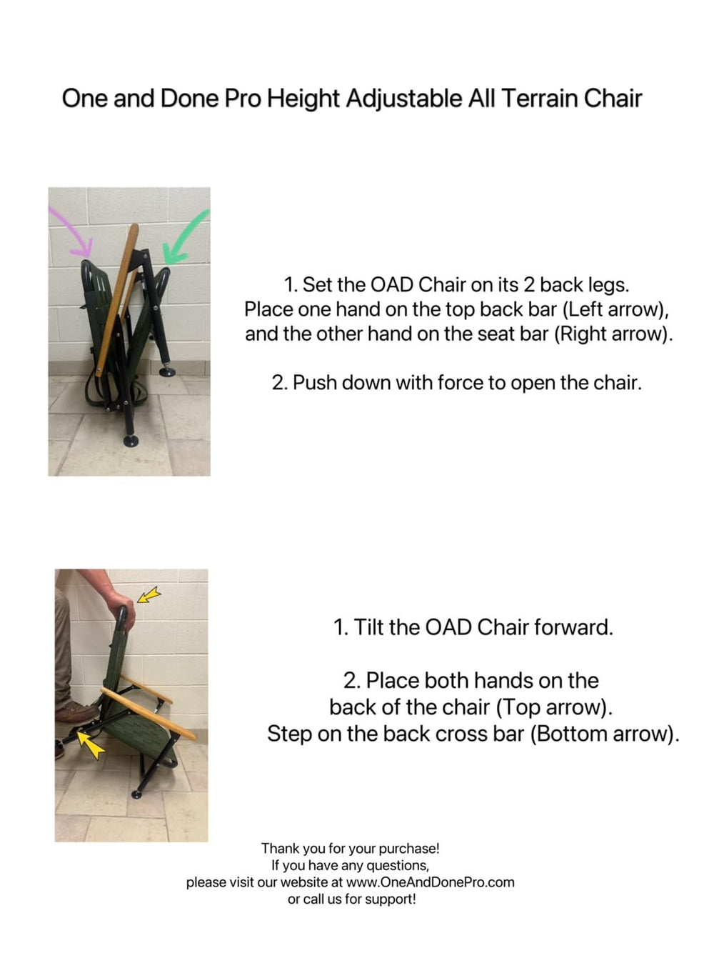 One & Done Pro All Terrain Leveled Chair displaying lightweight frame and backpack straps.