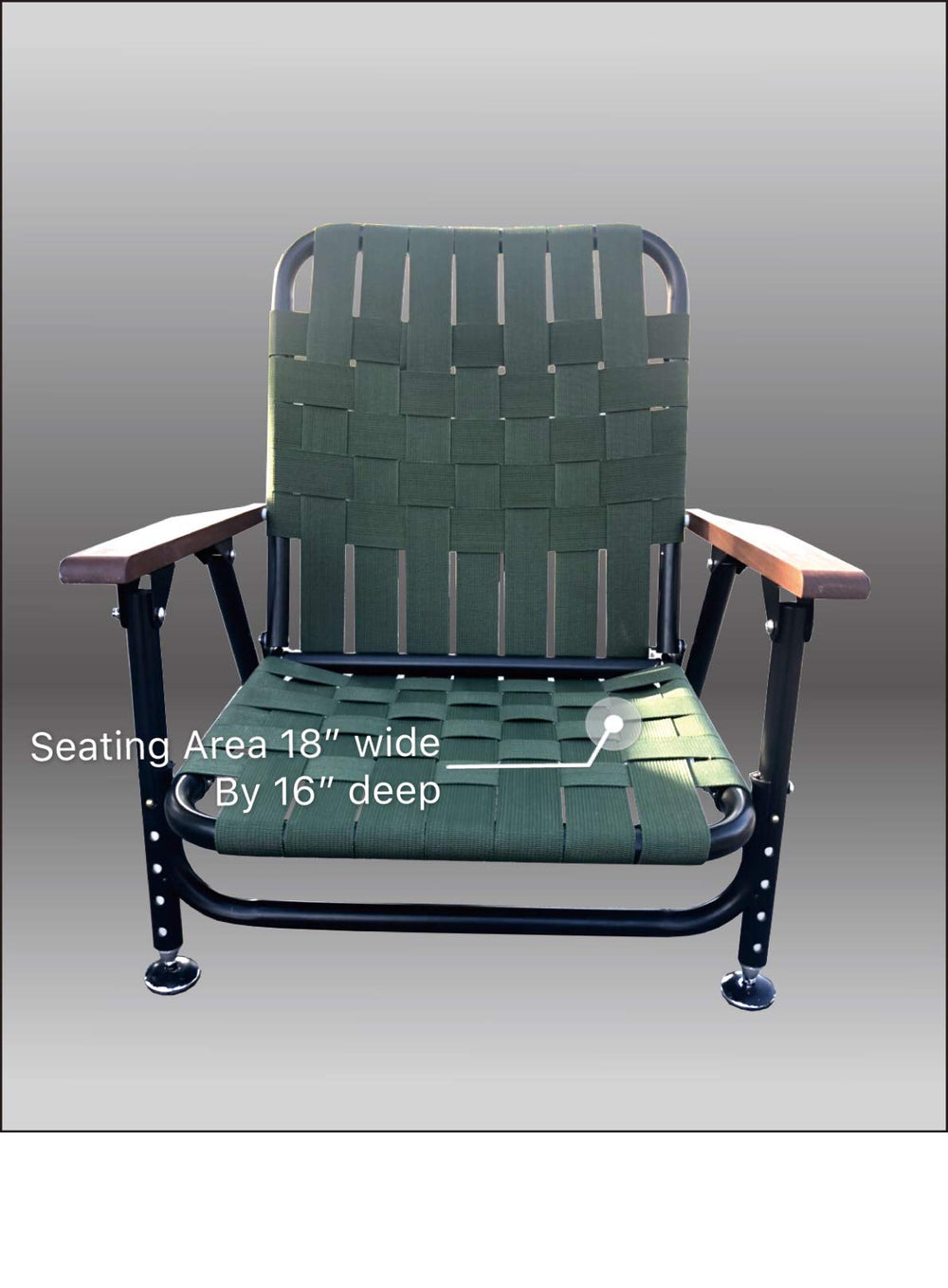 One & Done Pro All Terrain Leveled Chair showing height-adjustable legs on uneven ground.