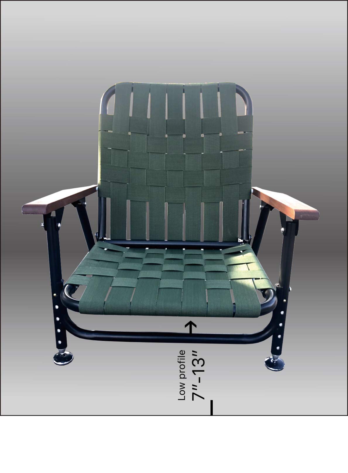 One & Done Pro All Terrain Leveled Chair seated on water-resistant fabric during outdoor use.