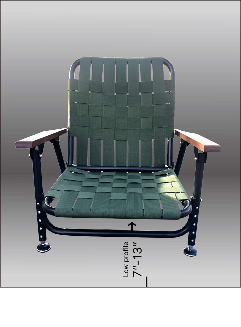 One & Done Pro All Terrain Leveled Chair seated on water-resistant fabric during outdoor use.