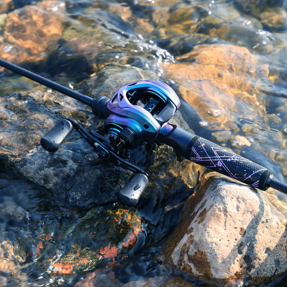 One Bass ALFEN drag system with adjustable 15-lb drag for controlled fights.