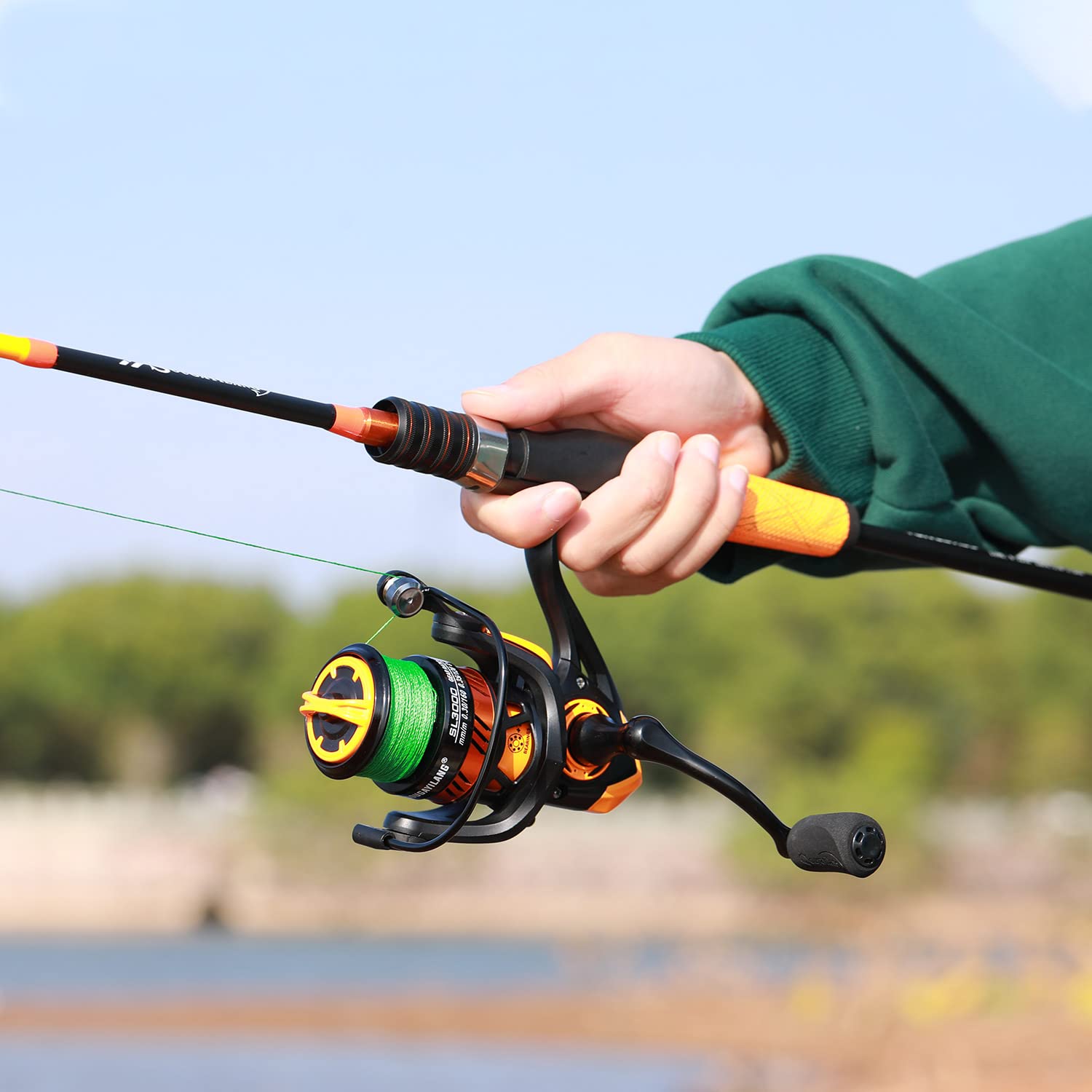 One Bass fishing combo in hand looks ready to use.