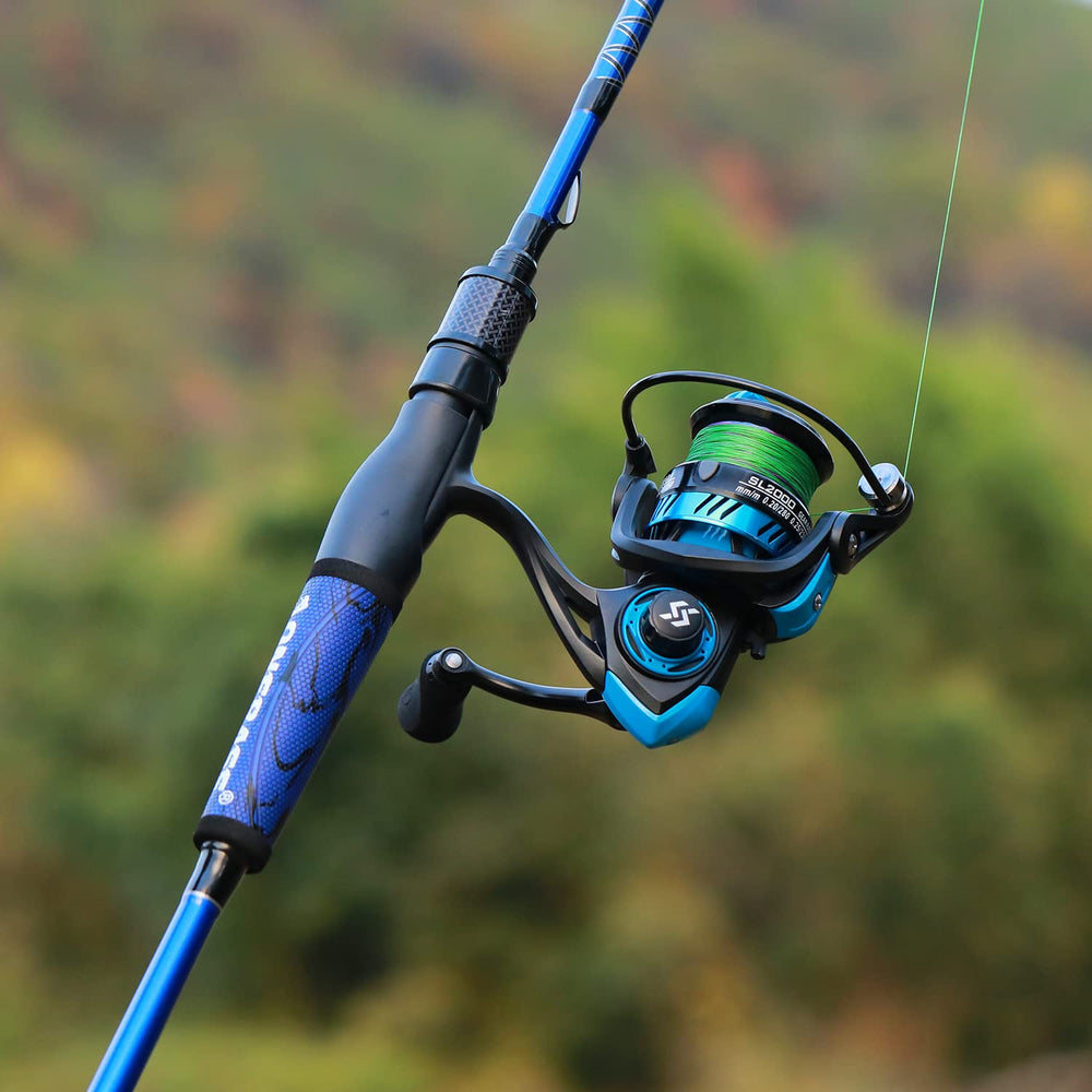 One Bass fishing rod in action on water shows castability and sensitivity.