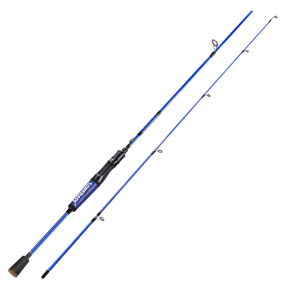 One Bass fishing rod spinning reel seat highlights exposed-blank design for smooth line control.