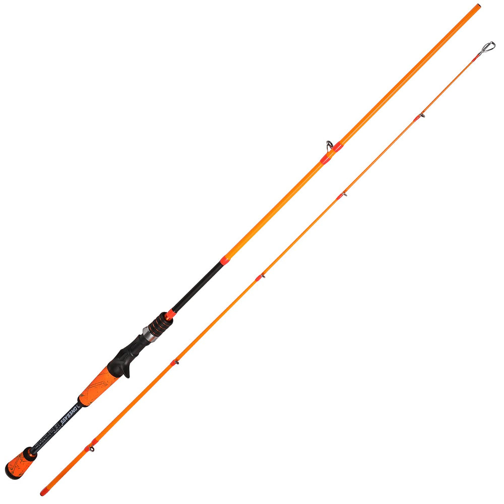 One Bass orange-cast 66-inch rod shows stylish design and versatility.