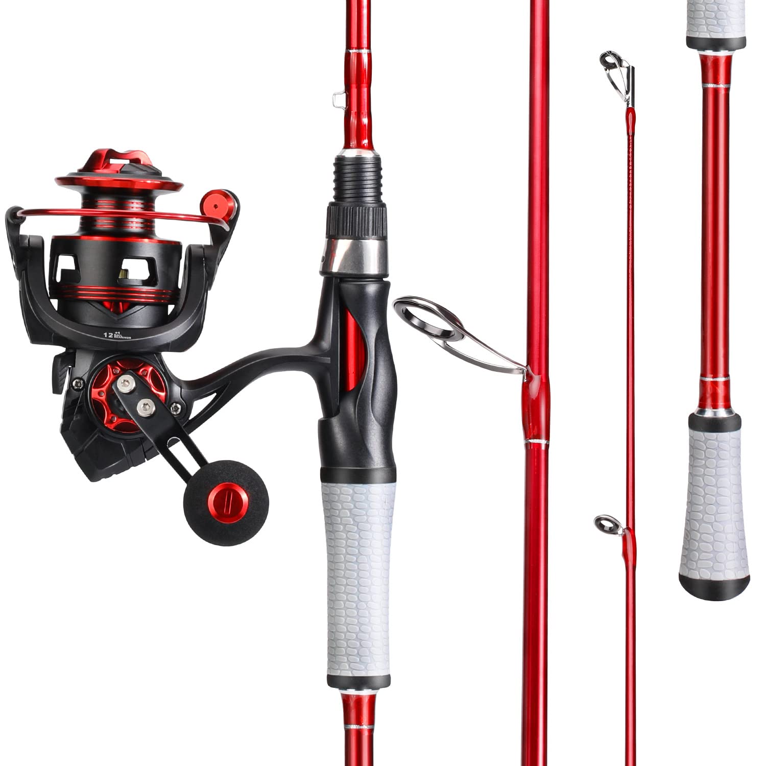 One Bass Spirit Flame stainless guides close-up for smooth line flow.