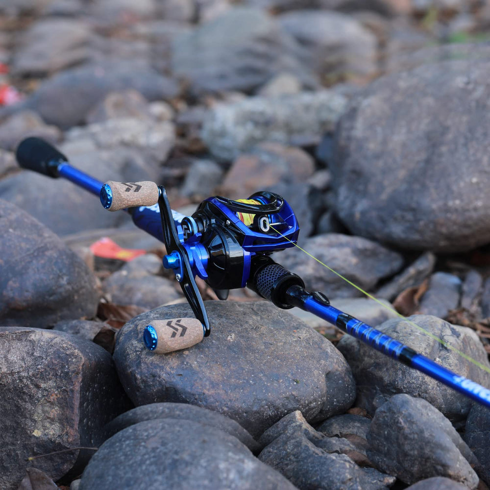 One Bass 10-magnet braking system improves control for accurate casts.
