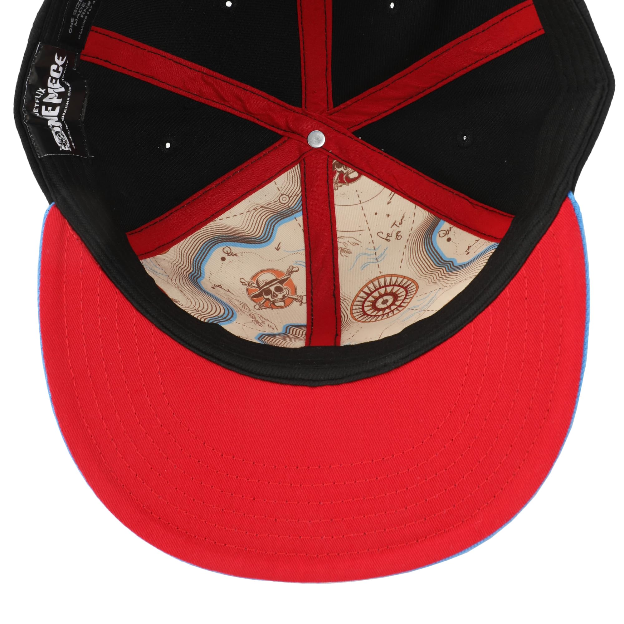 Officially licensed One Piece Live Action straw hat snapback on display