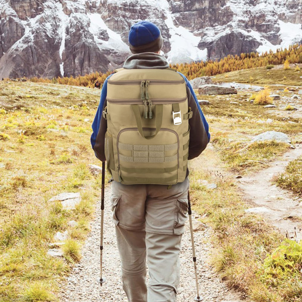 onedayhi backpack cooler carrying handles and buckles enable easy two-person transport.