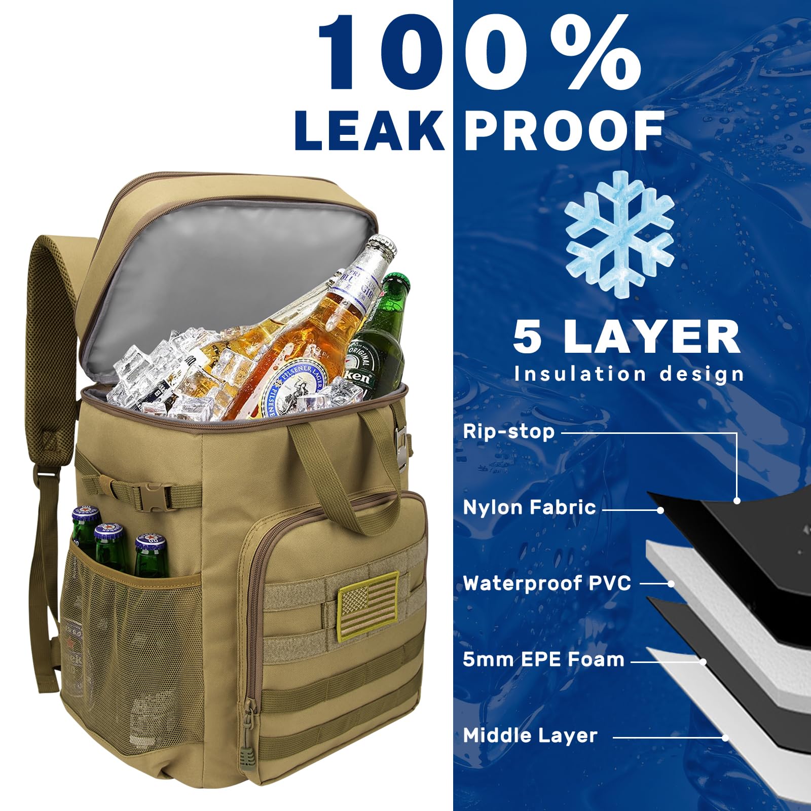 onedayhi backpack cooler left side pockets provide secure space for keys and small items.